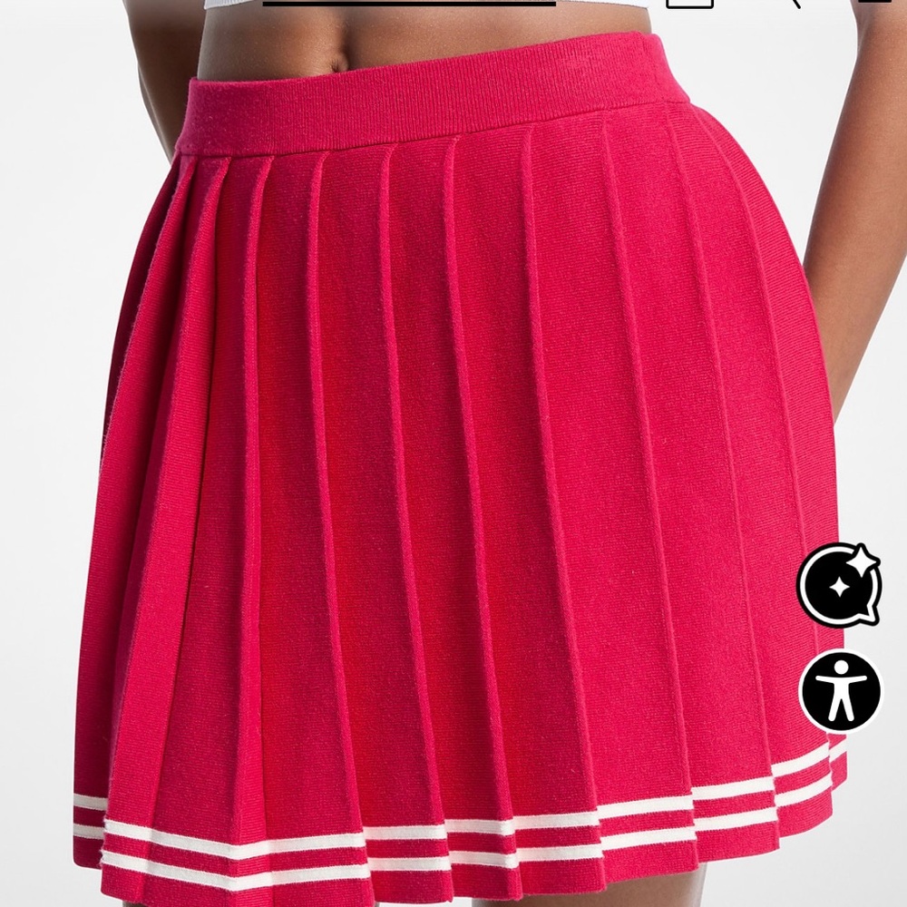 Michael Kors Red Pleated Skirt